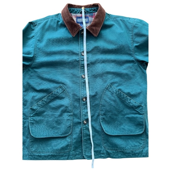 Land’s End Oversized Green Cotton Chore Coat with Brown Corduroy Collar Size XL - Picture 5 of 12